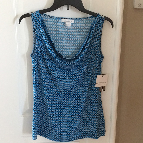 Liz Claiborne sleeveless top with draped neckline - Picture 1 of 5
